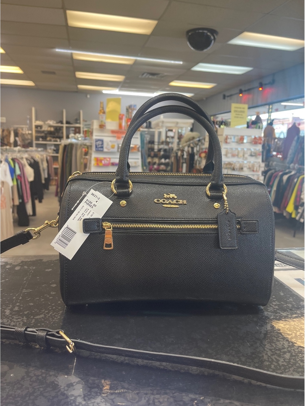 Coach Black Leather Women's Shoulder Bag with Gold Hardware
